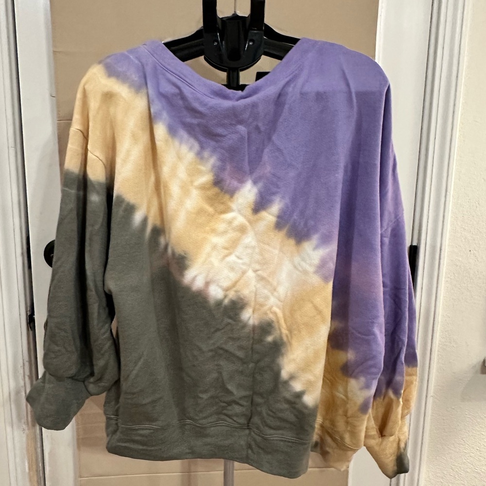 Tie-Dye Sweatshirt in Purple, Yellow, and Green